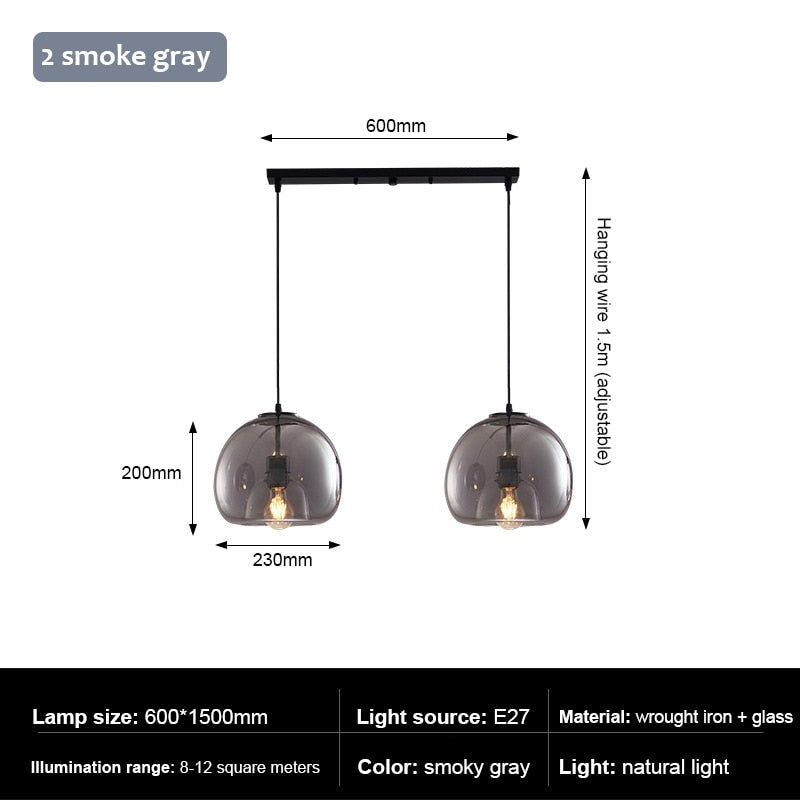 2 heads globe pendant lighting