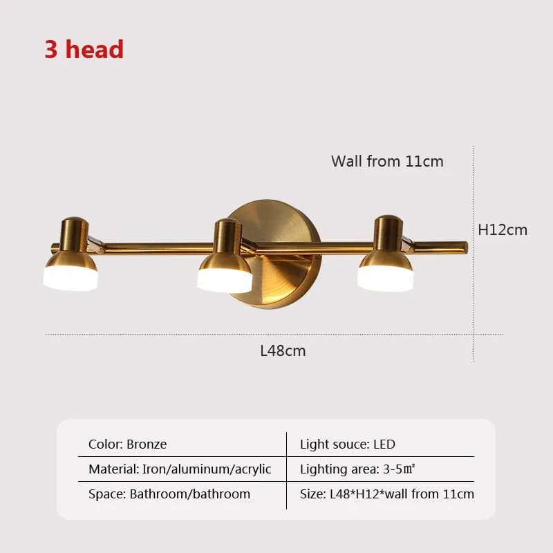 3 lights gold wall sconce for bathroom