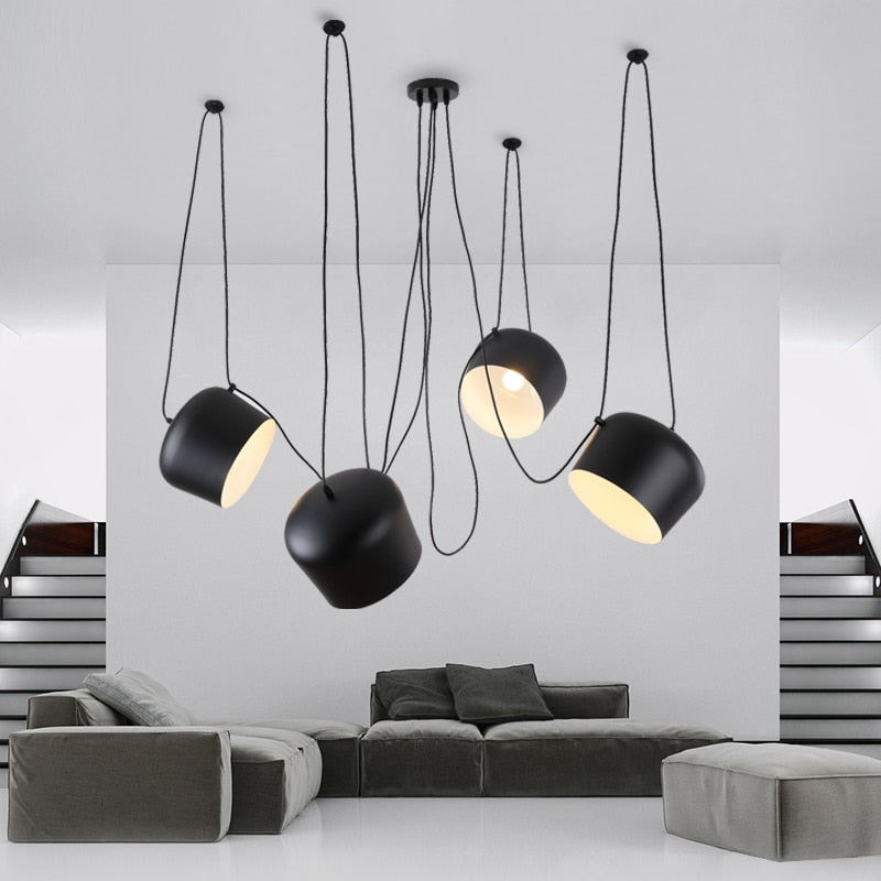 4 heads aim pendant light black
