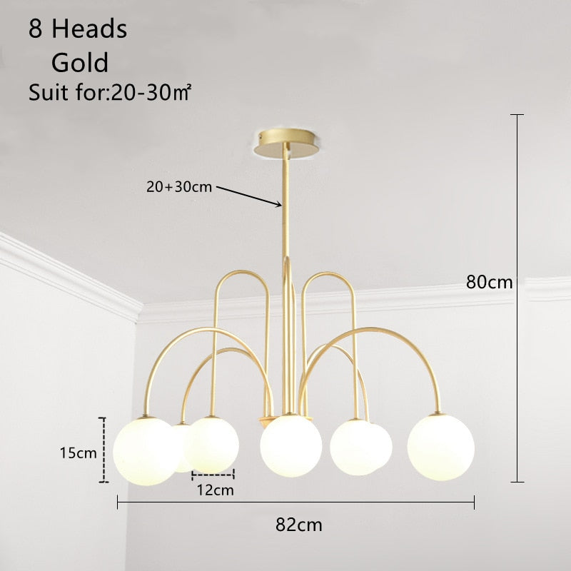8 heads glass ball chandeliers