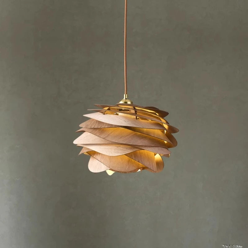 Decorative pendant light with a unique design on a gray background