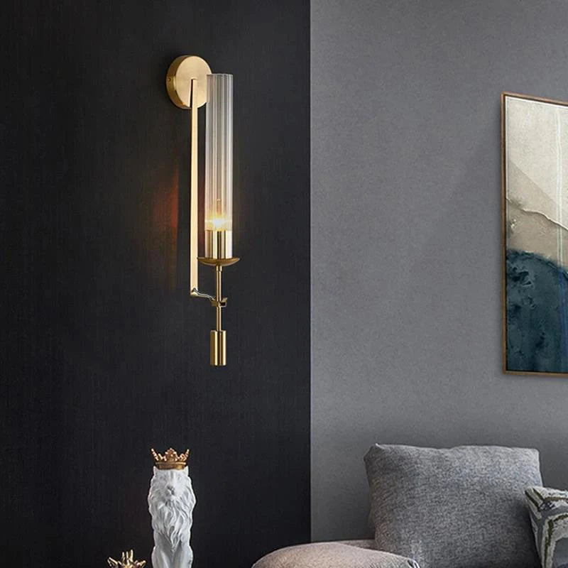 Elegant gold wall sconce for hallway or bedroom lighting
