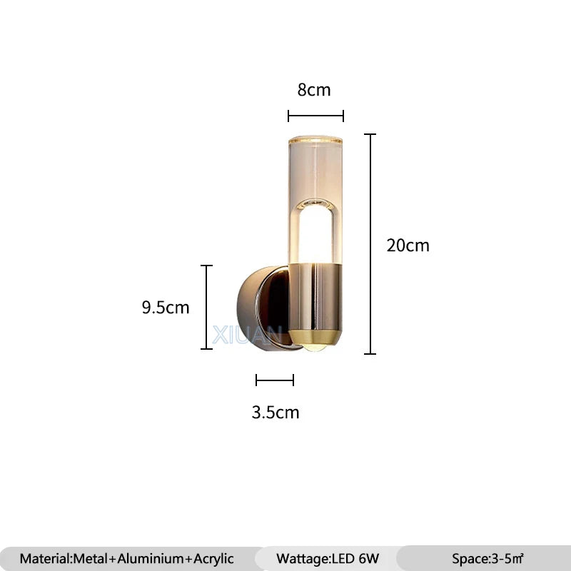 LED Glass Wall Sconce | Luxury Indoor Wall Light for Bedroom & Hallway