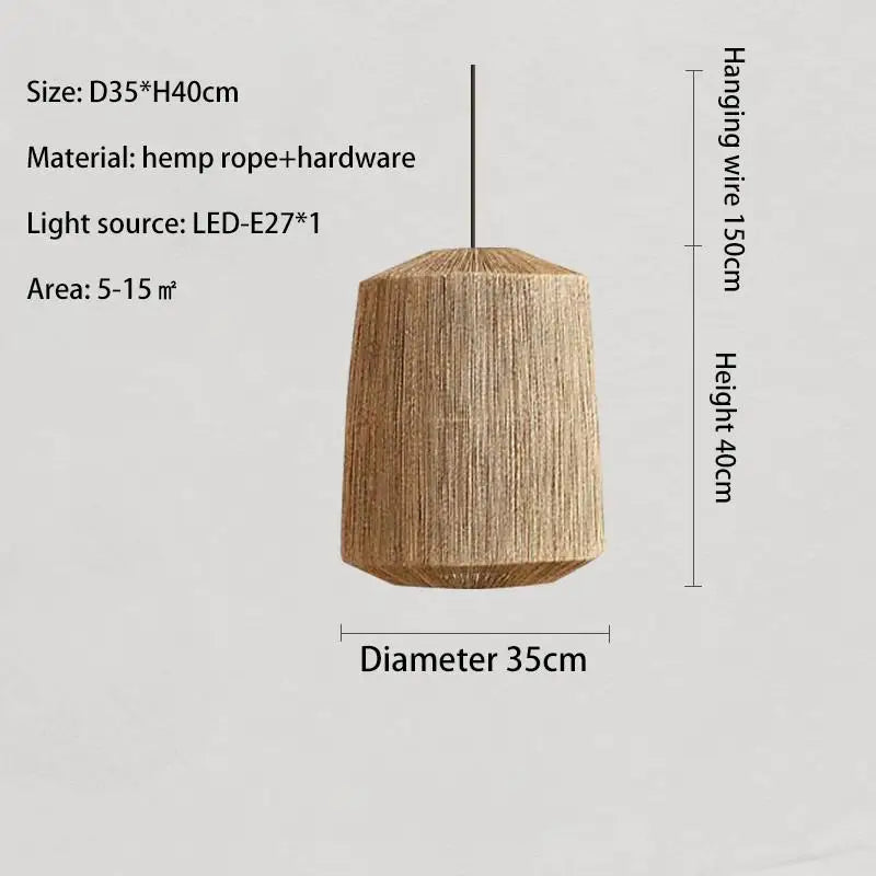 Pendant light with dimensions and specifications on a gray background