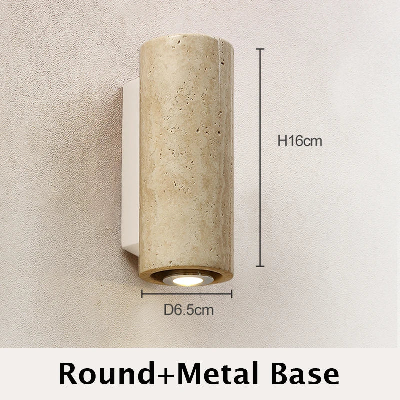 Round Travertine Led Wall Sconce