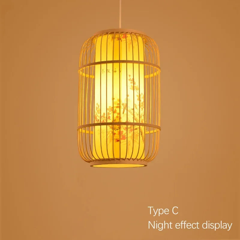 Oriental Bamboo Cage Pendant Lamp