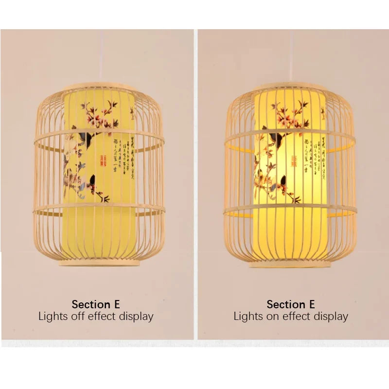 Oriental Bamboo Cage Pendant Lamp