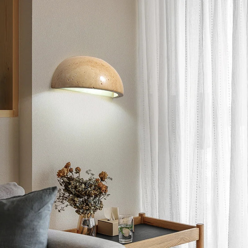semi-circle natural stone wall light