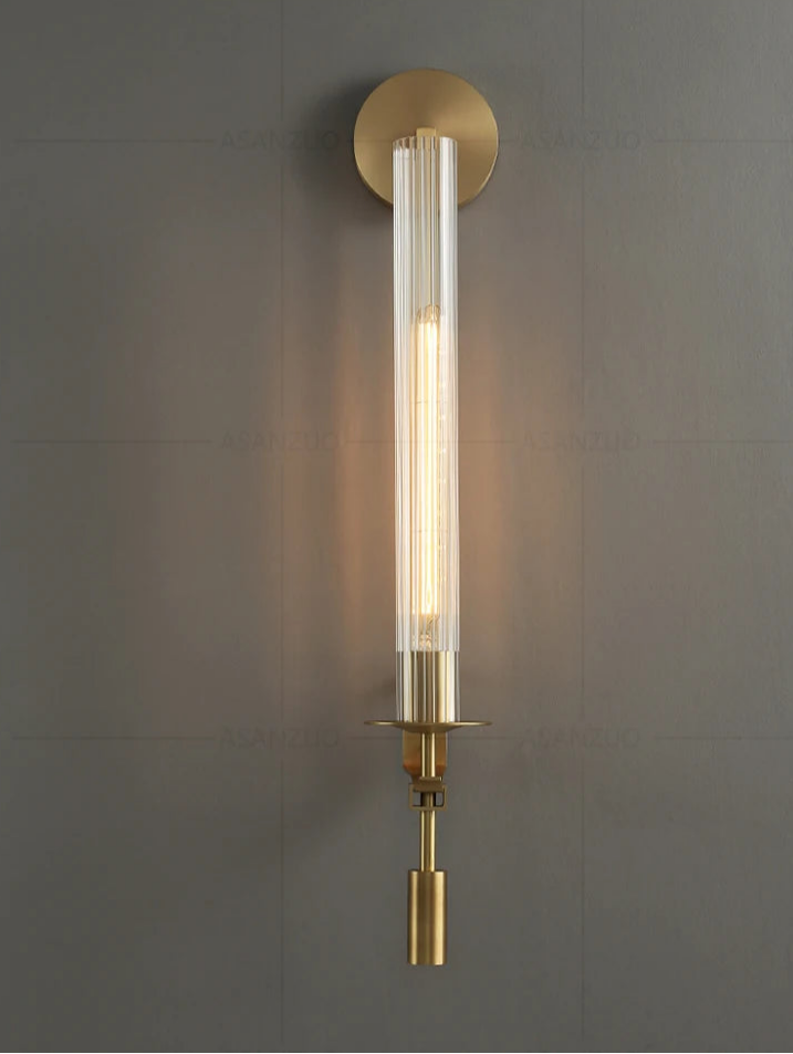 Stylish decorative wall lamp in gold finish with ambient glow