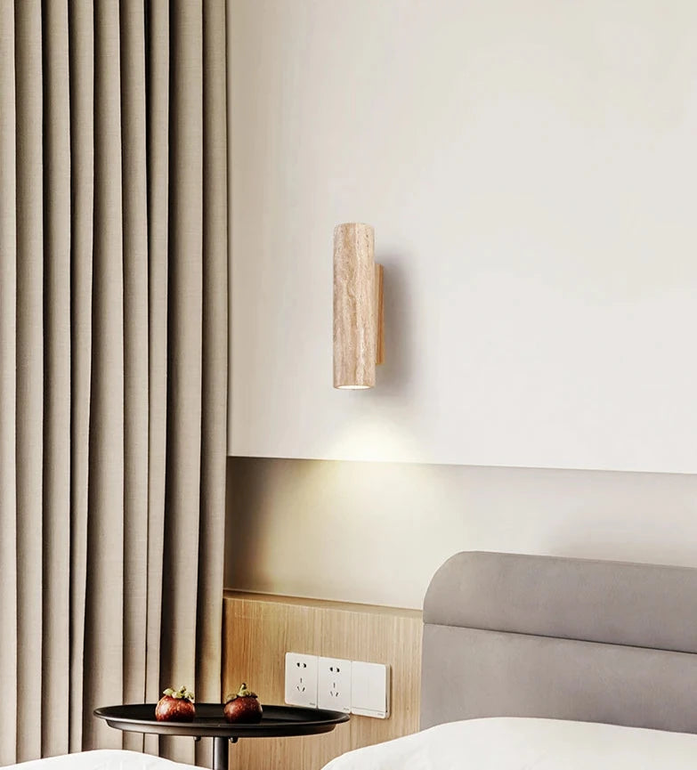Round Travertine Led Wall Sconce