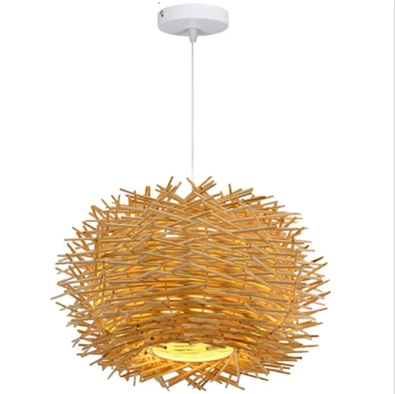 Artisan-crafted Bird Nest Rattan Ceiling Light made from natural materials