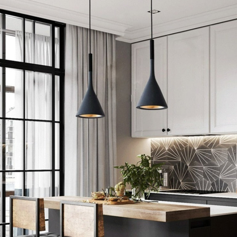 black cone pendant light for dining room
