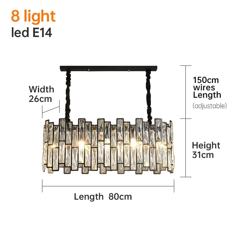 8 light oval crystal chandelier