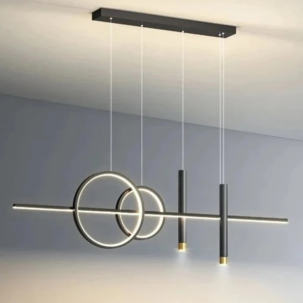 black linear chandelier