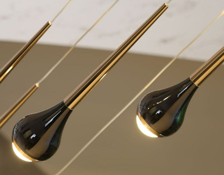 black staircase chandelier