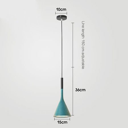 blue cone pendant light fixture for kitchen or hallway
