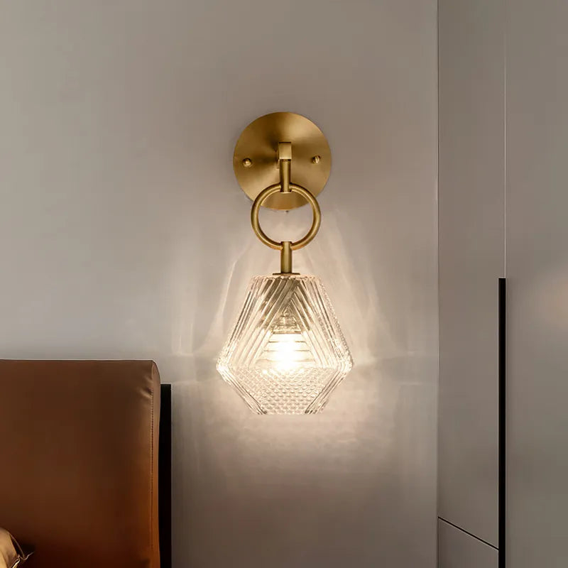 modern diamond crystal glass wall sconce