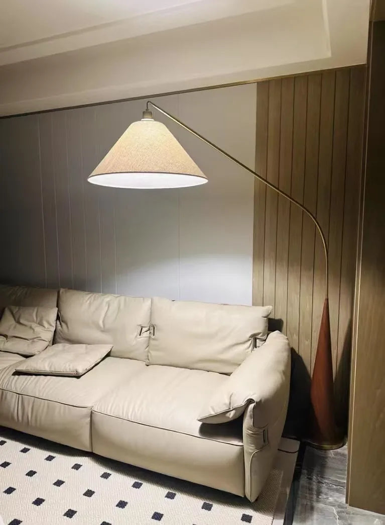 fishing floor lamp with wood base