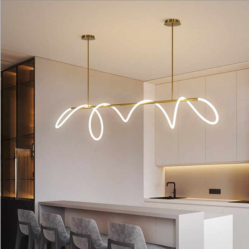 Gold Linear Tube Light Fixture - Contemporary Style