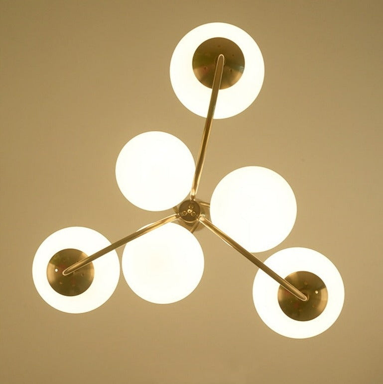 luxury glass chandelier with frosted globes