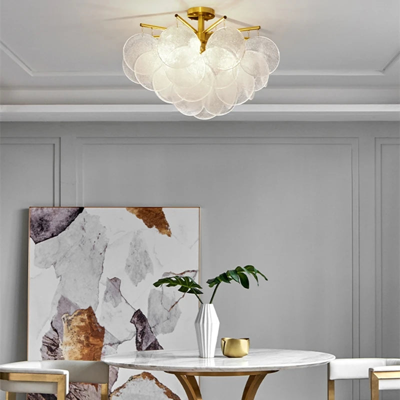 Frosted Glass Disc Chandelier