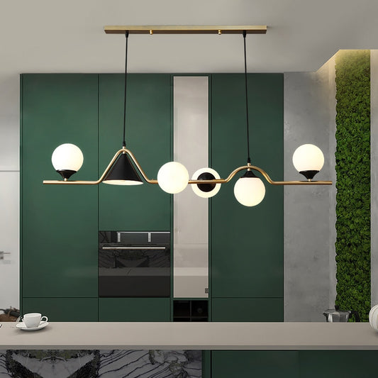 glass globe linear chandelier