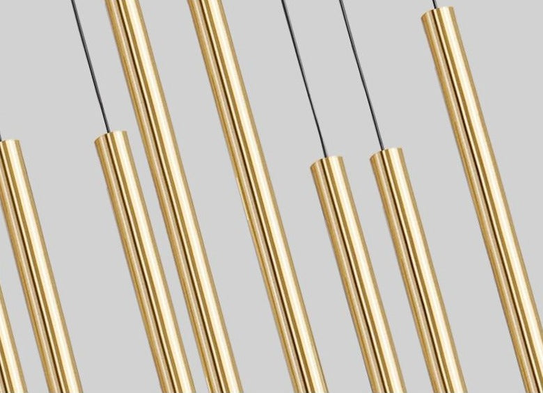 gold linear staircase chandelier
