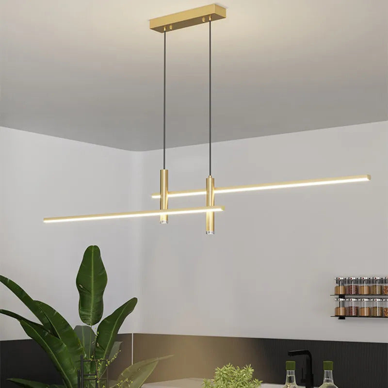 gold linear dining room chandelier
