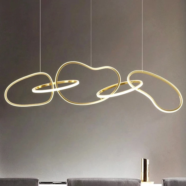 Modern 5-head gold ring chandelier with LED lights