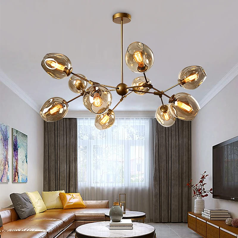 gold glass globes chandelier
