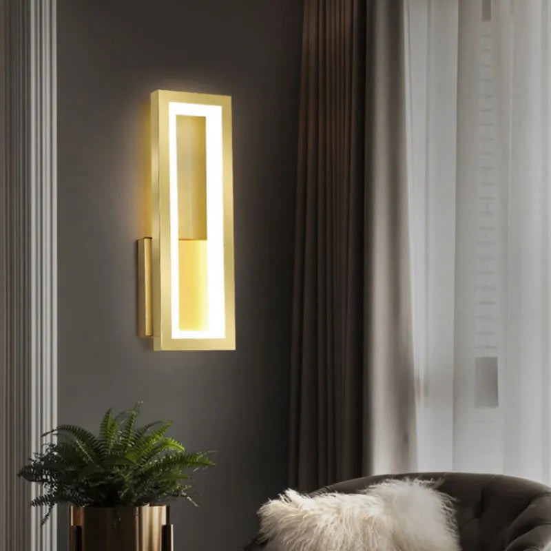 gold rectangle wall light fixture for luxury interiors