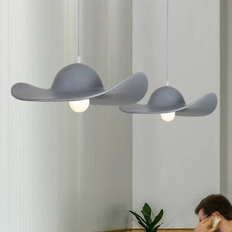 Grey hat shape pendant light