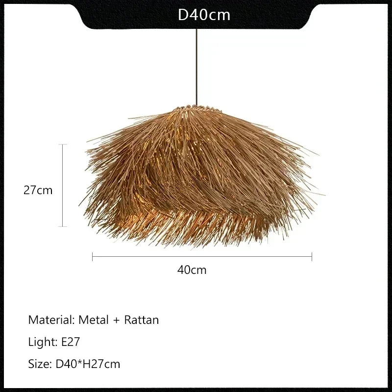 Compact large rattan pendant light - 15.74 inch