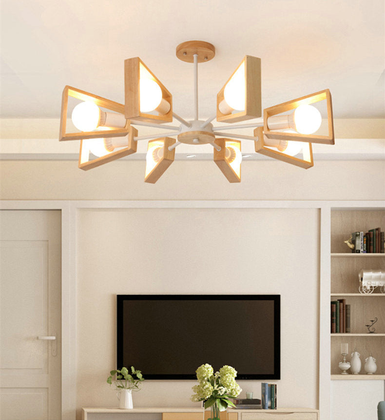 large wood sputnik chandelier