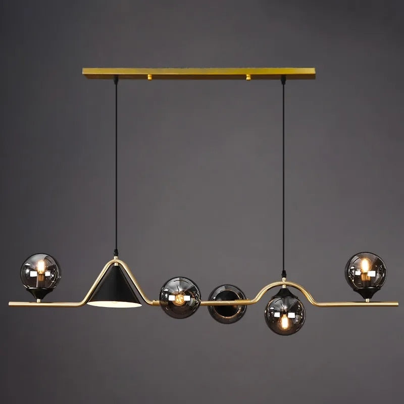 linear globe chandelier