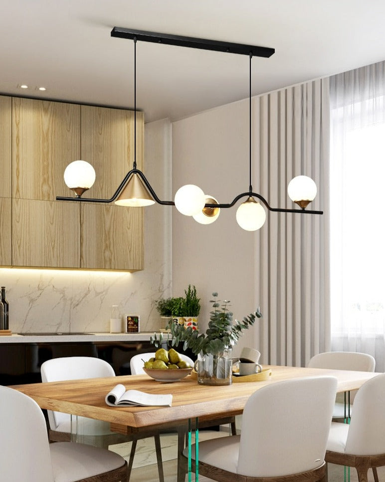 linear glass globe chandelier