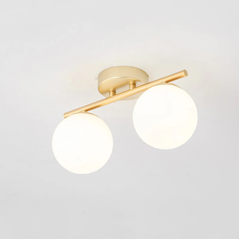 Modern milk glass globe ceiling light