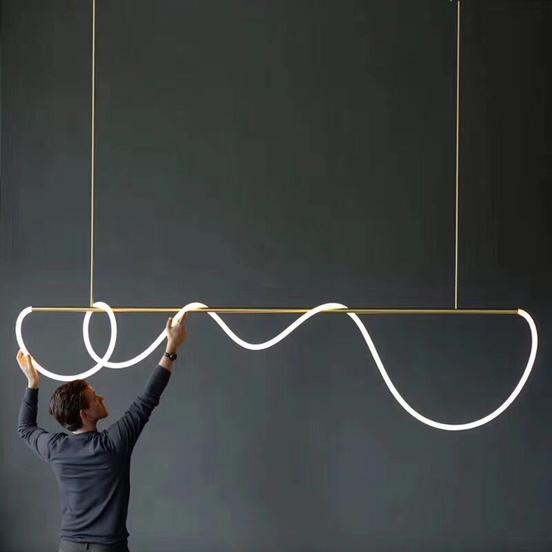 Black Modern Linear Tube Chandelier for Dining Room