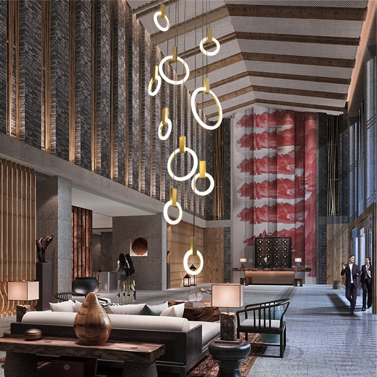 modern ring LED chandelier for foyer