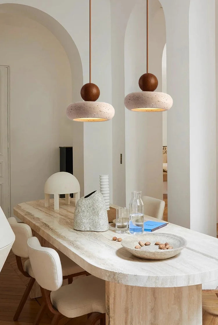 modern pendant light round stone