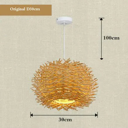 birds nest wicker pendant light