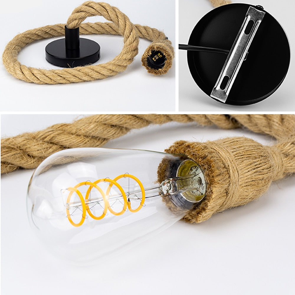 industrial rope chandelier bar lighting