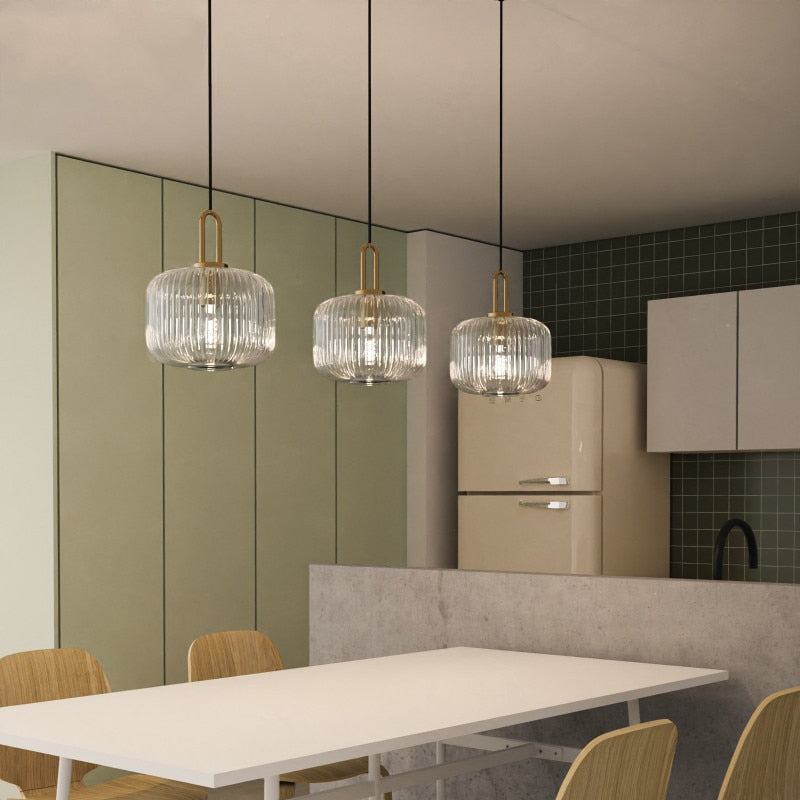 pendant light with ribbed glass