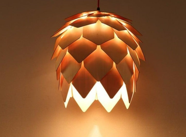 wooden pinecone light design