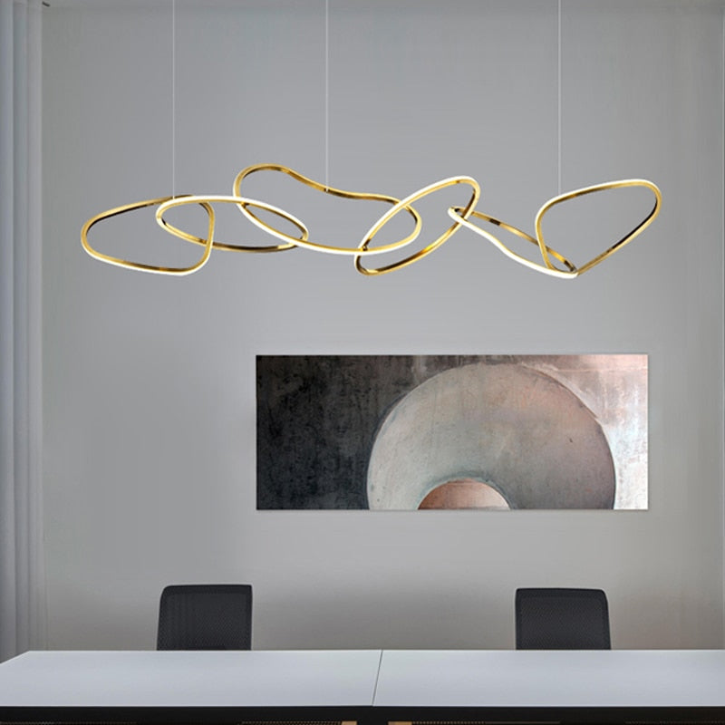 Luxury ring chandelier with warm LED glow for living room