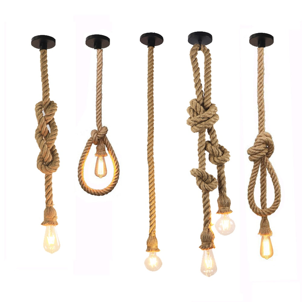 rustic rope chandelier hanging lamp