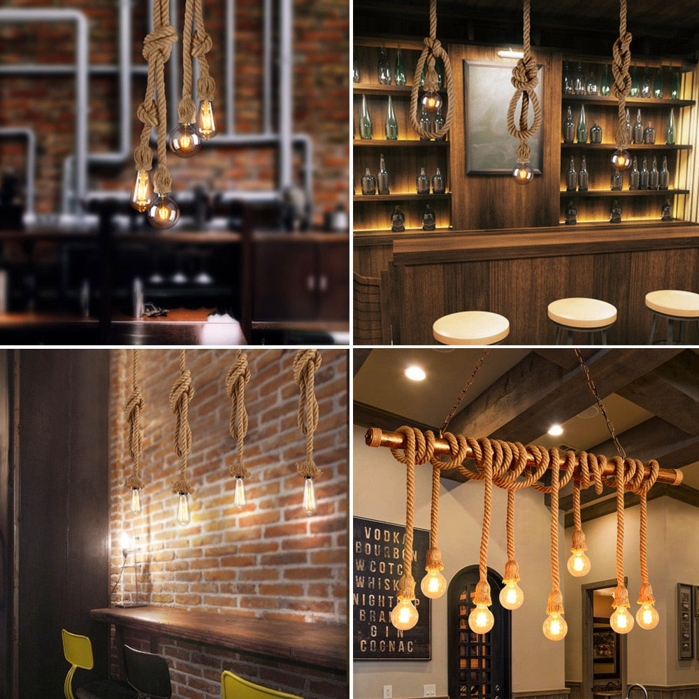 vintage rustic rope pendant light