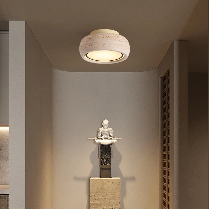 round natural stone ceiling light