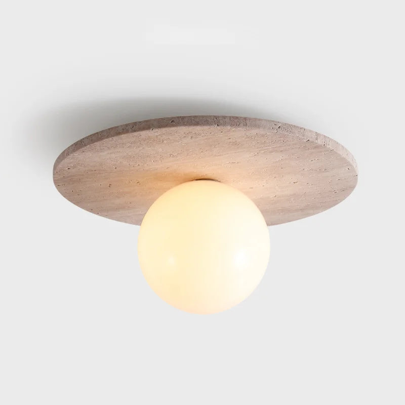 Round stone ceiling light fixture