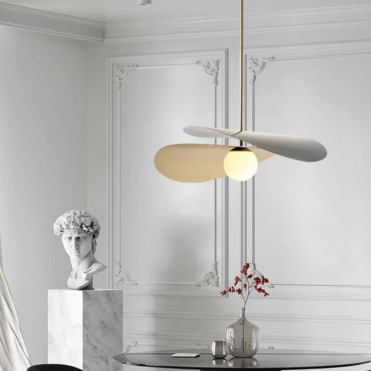 sculptural 2-light metal pendant